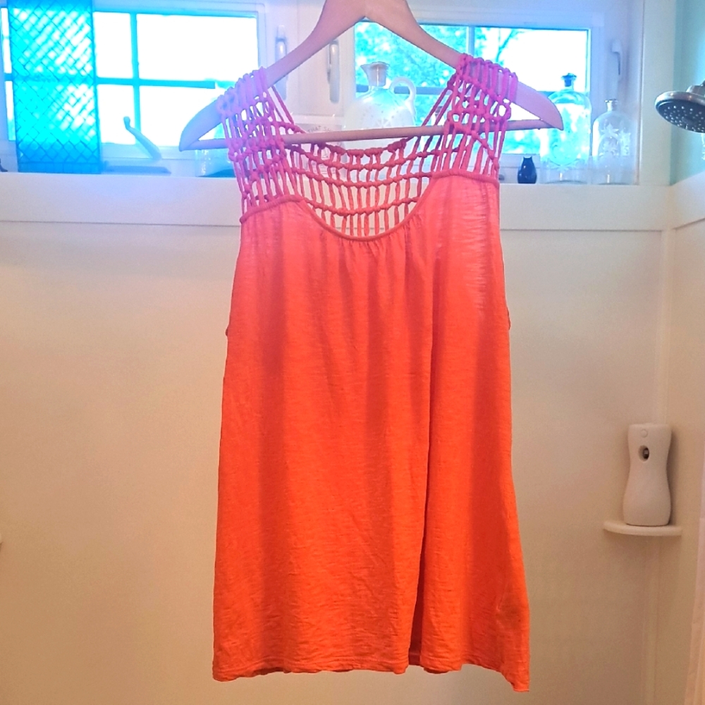 ND Weekend Crochet Accent Tank Top